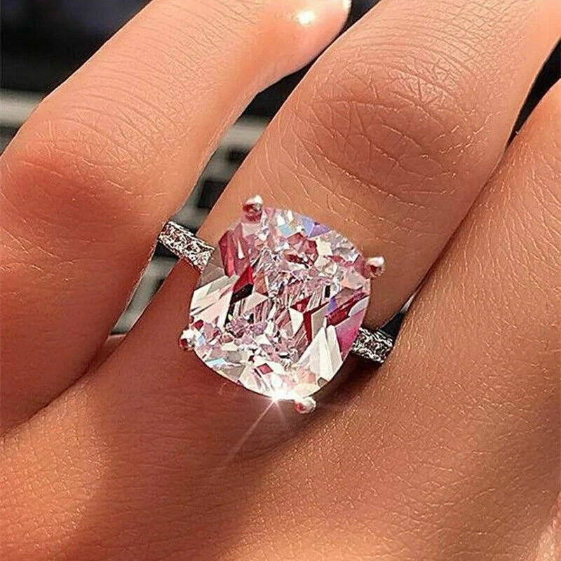 4.40Ct Cushion Cut Natural Pink Sapphire & Diamond 14K White Gold Luxurious Ring