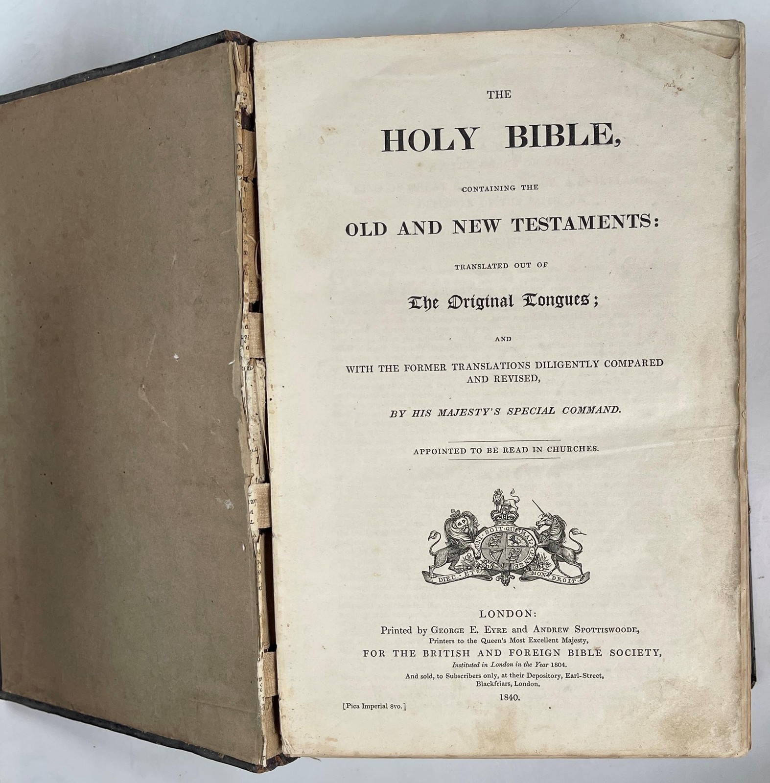 The Holy Bible by His Majesty's Special Command 1840