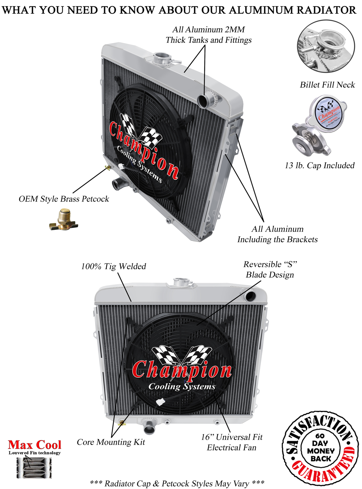 KR Champion 3 Row Radiator W/ 16\