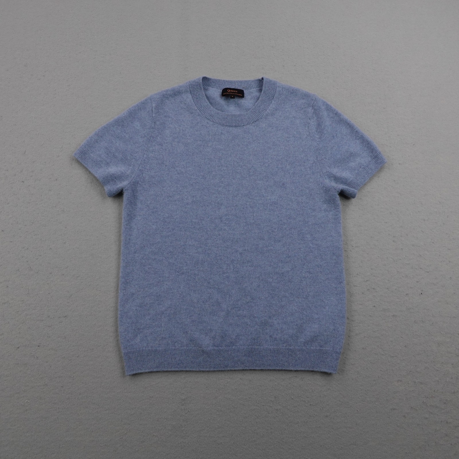 Quince Sweater Womens Small Blue Short Sleeve Mongolian Cashmere Pullover Soft
