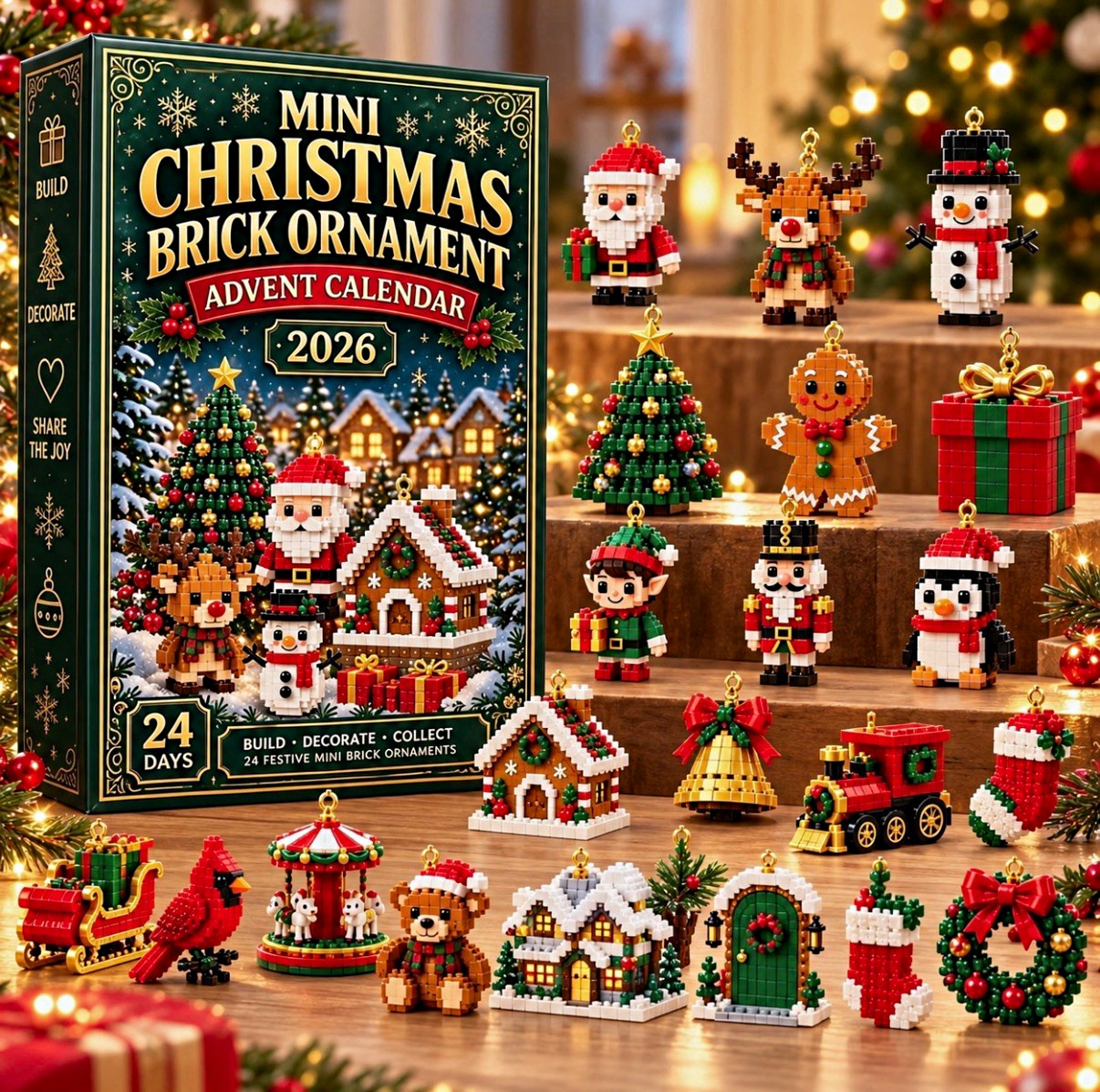 2026 New Christmas Door Advent Calendar 24-Days DIY Mini Brick Ornaments Toys 2026 New Christmas Door Advent Calendar 24-Days DIY Mini Brick Ornaments Toys