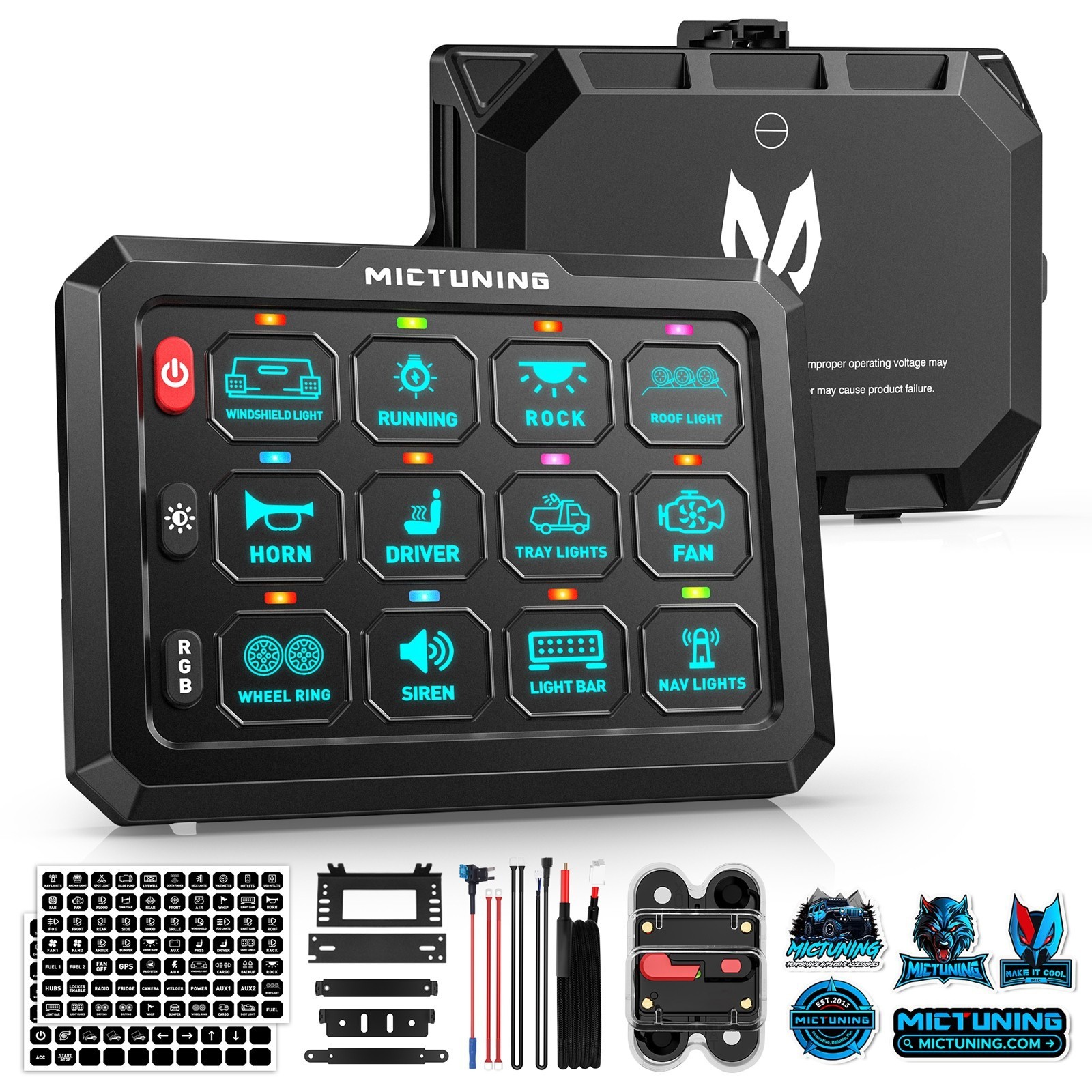 12 Gang RGB Switch Panel Touch Control for Truck ATV UTV Boat Marine SUV Caravan 12 Gang RGB Switch Panel Touch Control for Truck ATV UTV Boat Marine SUV Caravan