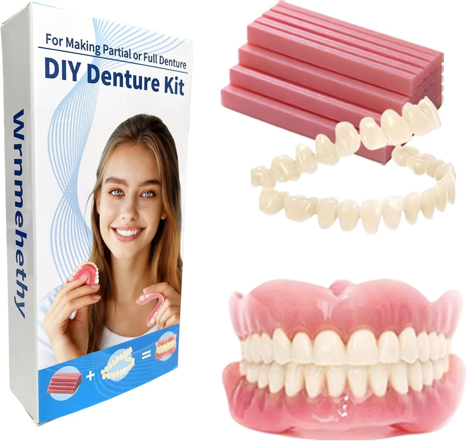 DIY Denture Kit Full Set of Top & Bottom Fake Teeth for At-Home Smile DIY Denture Kit Full Set of Top & Bottom Fake Teeth for At-Home Smile