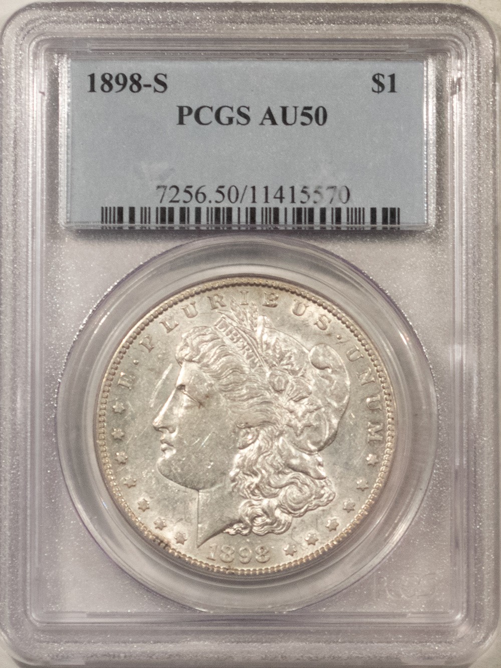 1898-S $1 MORGAN DOLLAR - PCGS AU-50 1898-S $1 MORGAN DOLLAR - PCGS AU-50