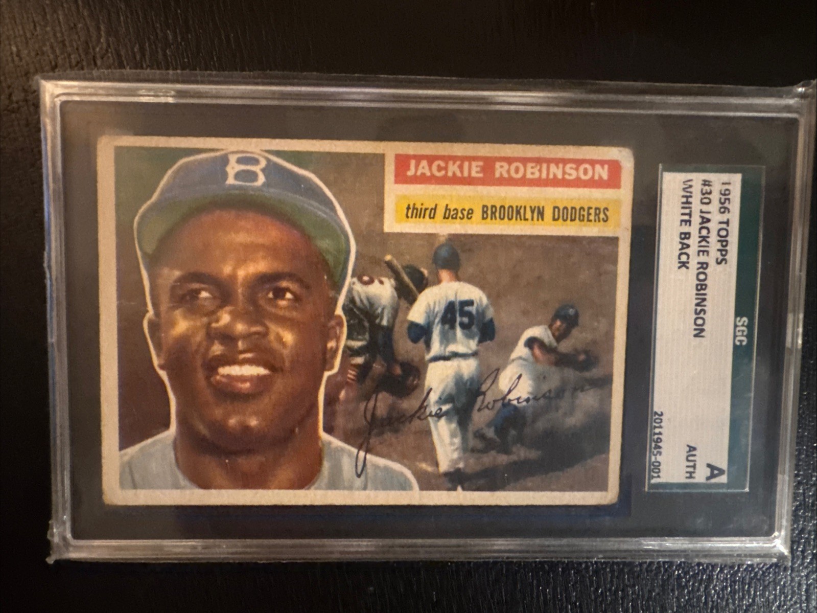 1956 Topps - Jackie Robinson #30 White  Back. SGC Authentic Iconic.