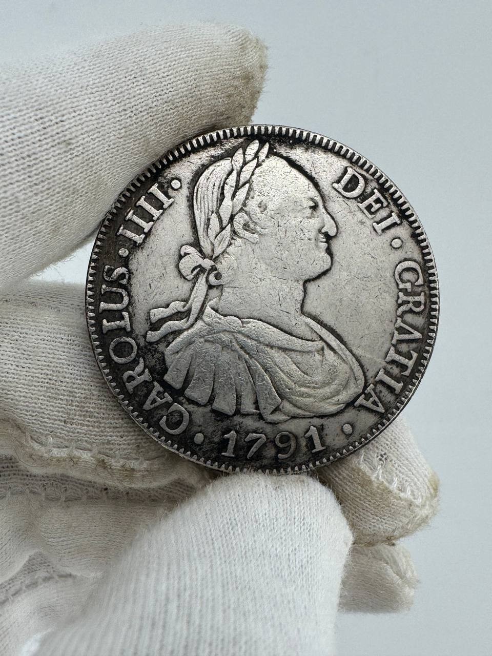Coin 8 Reales P.R. 1791 Carlos IIII Spanish Colonial Coin 8 Reales P.R. 1791 Carlos IIII Spanish Colonial