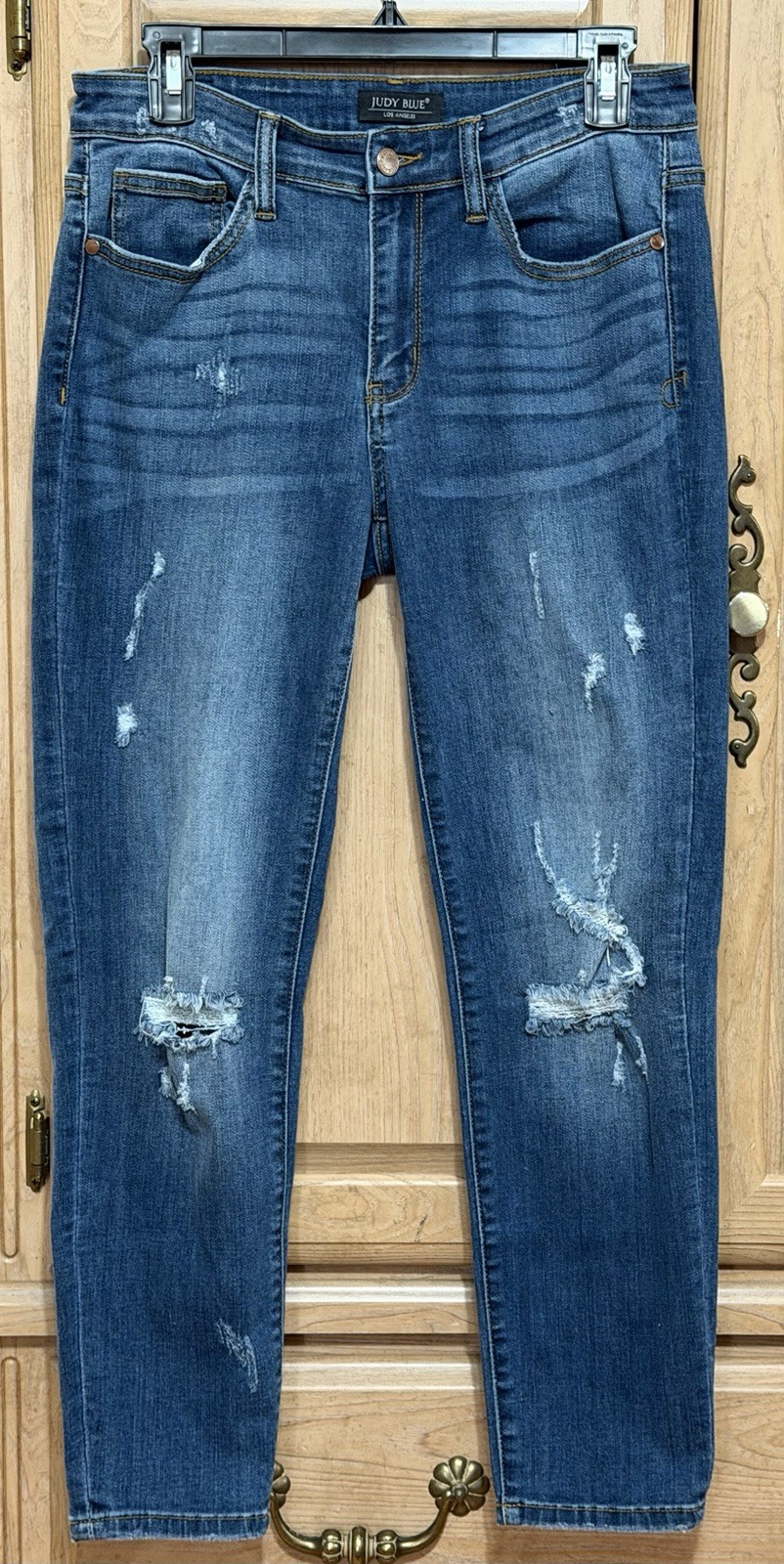 Judy Blue Relaxed Fit Jeans Women 11/30 Blue Med Wash Denim Stretch Distressed Judy Blue Relaxed Fit Jeans Women 11/30 Blue Med Wash Denim Stretch Distressed