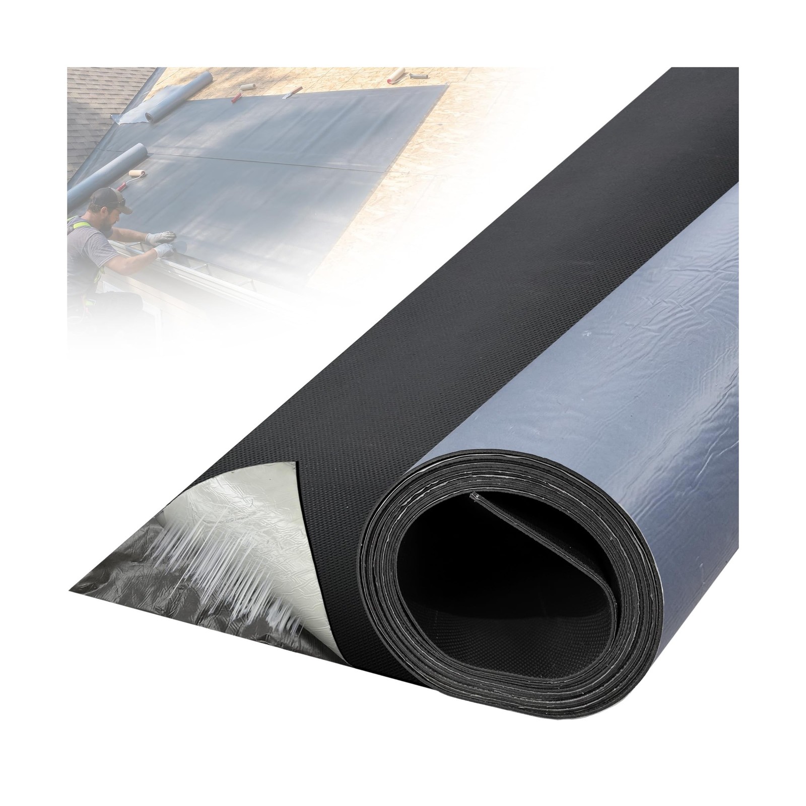 50mil EPDM Waterproofing Membrane for Roof Underlayment 16.5ft X 40in - Self-... 50mil EPDM Waterproofing Membrane for Roof Underlayment 16.5ft X 40in - Self-...
