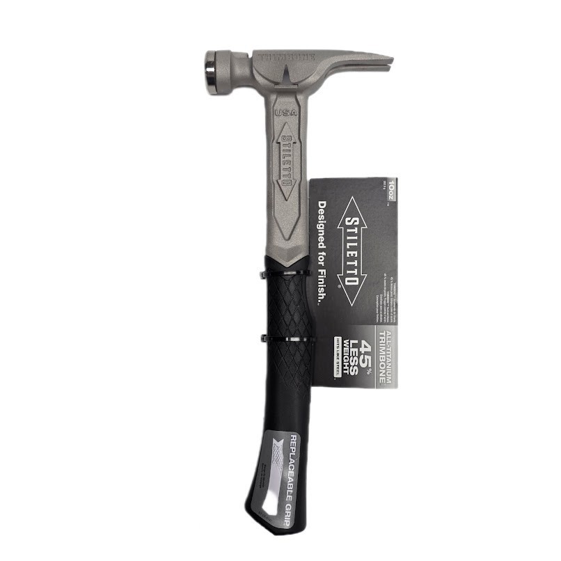 Stiletto TRMB 10oz TRIMBONE Titanium Finish Hammer – Smooth Face, Curved Handle