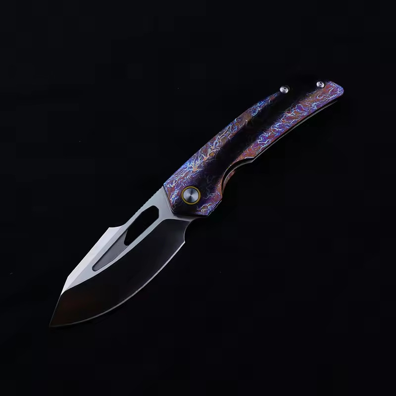 New TC4 Titanium Alloy Custom Anodized Handle EDC Tactical Folding Pocketknife