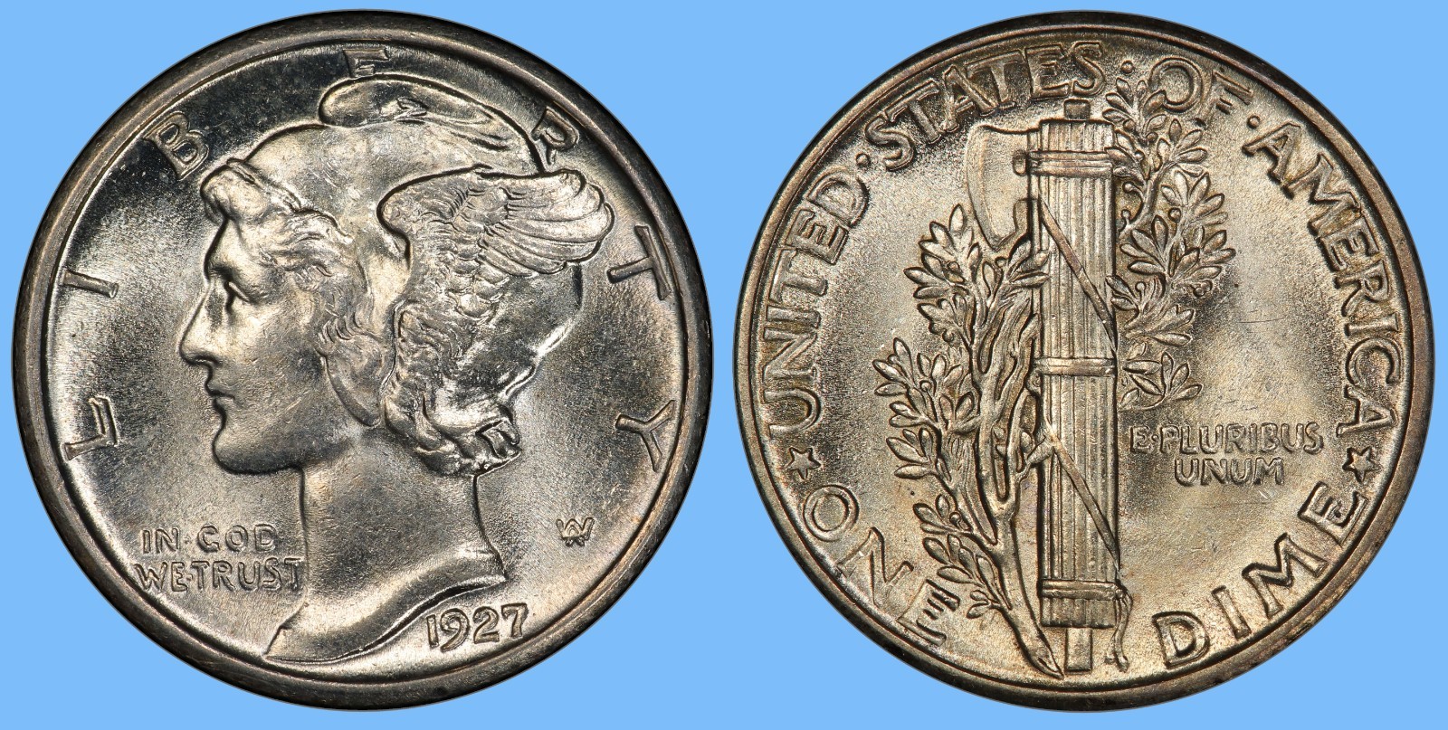 1927 Mercury Dime ~ BU UNC UNCIRCULATED ~ US Silver Coin Collectible 1927 Mercury Dime ~ BU UNC UNCIRCULATED ~ US Silver Coin Collectible