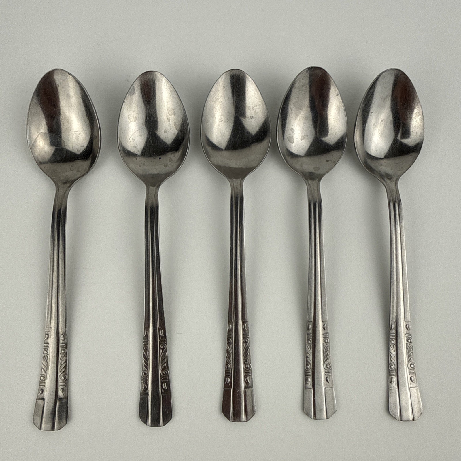 Vintage HEFRA Warsaw Poland Silver Plated Tea Spoons Set Of 5 Vintage HEFRA Warsaw Poland Silver Plated Tea Spoons Set Of 5