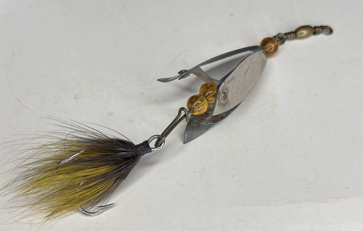 Vintage Unknown Metal Spinner Lure, Awsom&Early RARE TRIPLE-LEAF, EXC Con.&Treb. Vintage Unknown Metal Spinner Lure, Awsom&Early RARE TRIPLE-LEAF, EXC Con.&Treb.