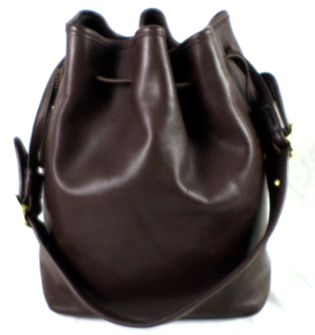 Vintage COACH 9165 Dark Brown Leather Drawstring Bucket Shoulder Bag USA VGood