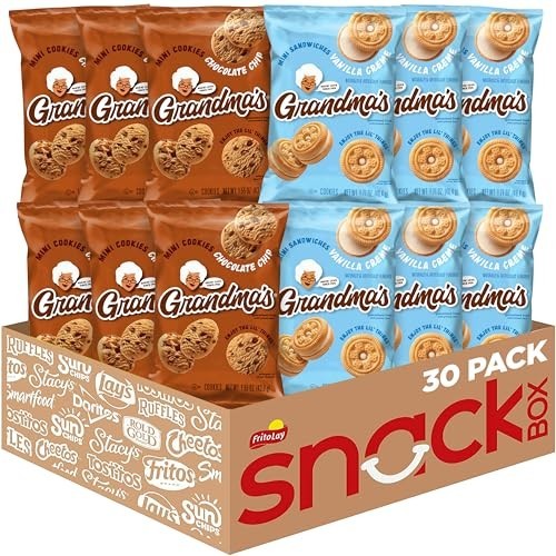 Grandma's Mini Cookies Variety Pack 30 Single Serve Bags Chocolate Chip Vanilla