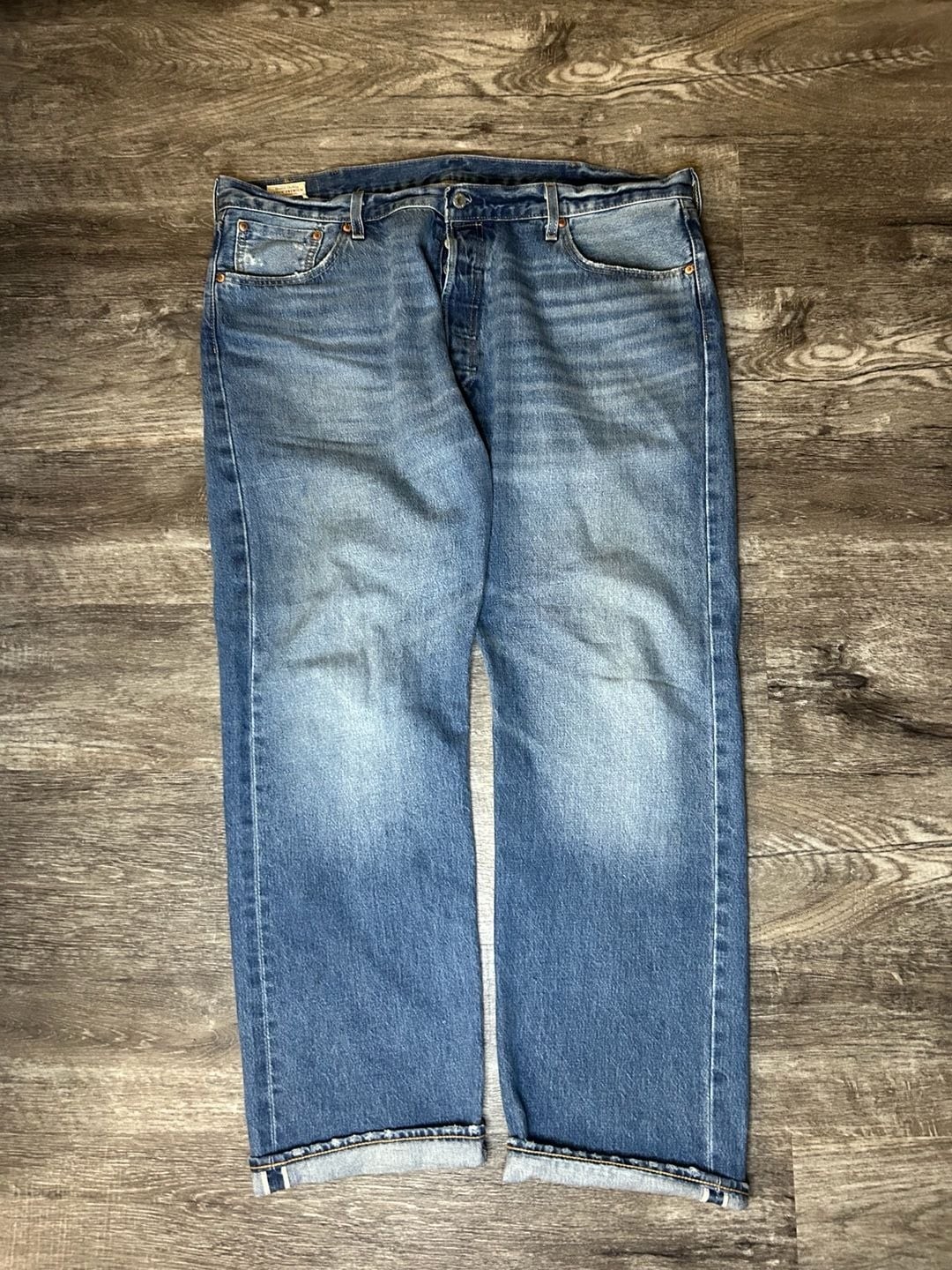 Levis Premium 501 Big E Original Fit Selvedge Jeans Mens 42x32 Dark Wash Levis Premium 501 Big E Original Fit Selvedge Jeans Mens 42x32 Dark Wash