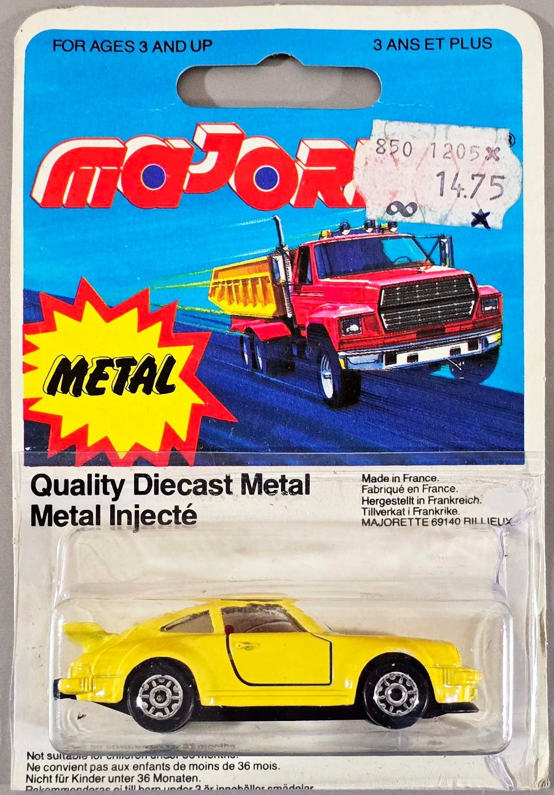 Vintage Majorette 209 Porsche 911 Turbo / Yellow / Regular Wheels / France / New