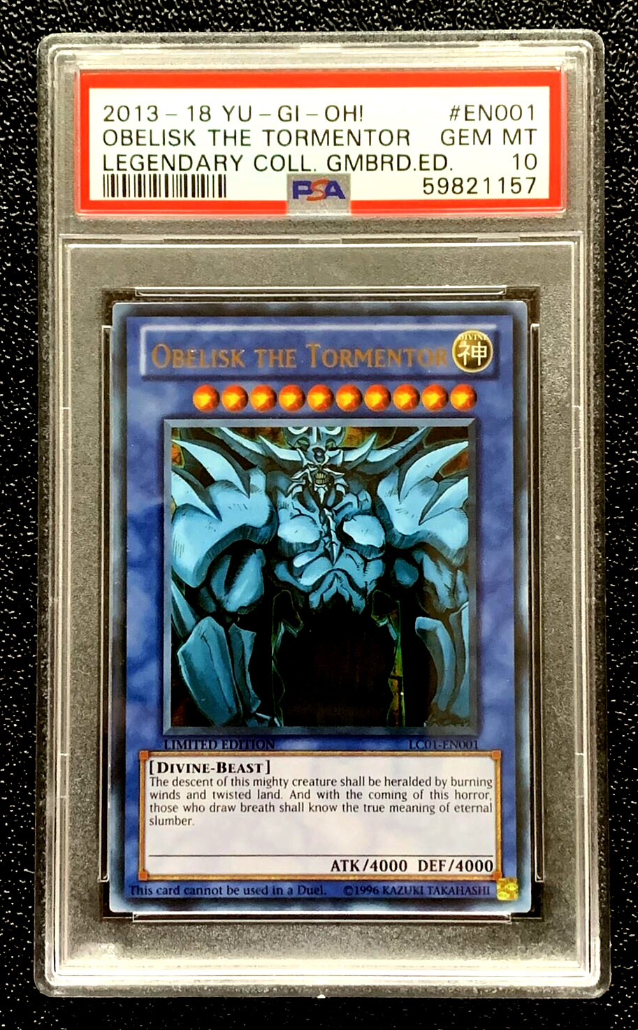 PSA 10 2013-18 OBELISK THE TORMENTOR LEGENDARY LC01-EN001 GAMEBOARD G4482 PSA 10 2013-18 OBELISK THE TORMENTOR LEGENDARY LC01-EN001 GAMEBOARD G4482