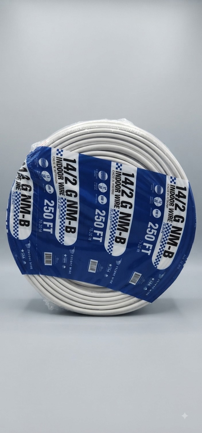 250 ft 14 2 with Ground Encore 100% Copper Wire USA made = romex 250 ft 14 2 with Ground Encore 100% Copper Wire USA made = romex