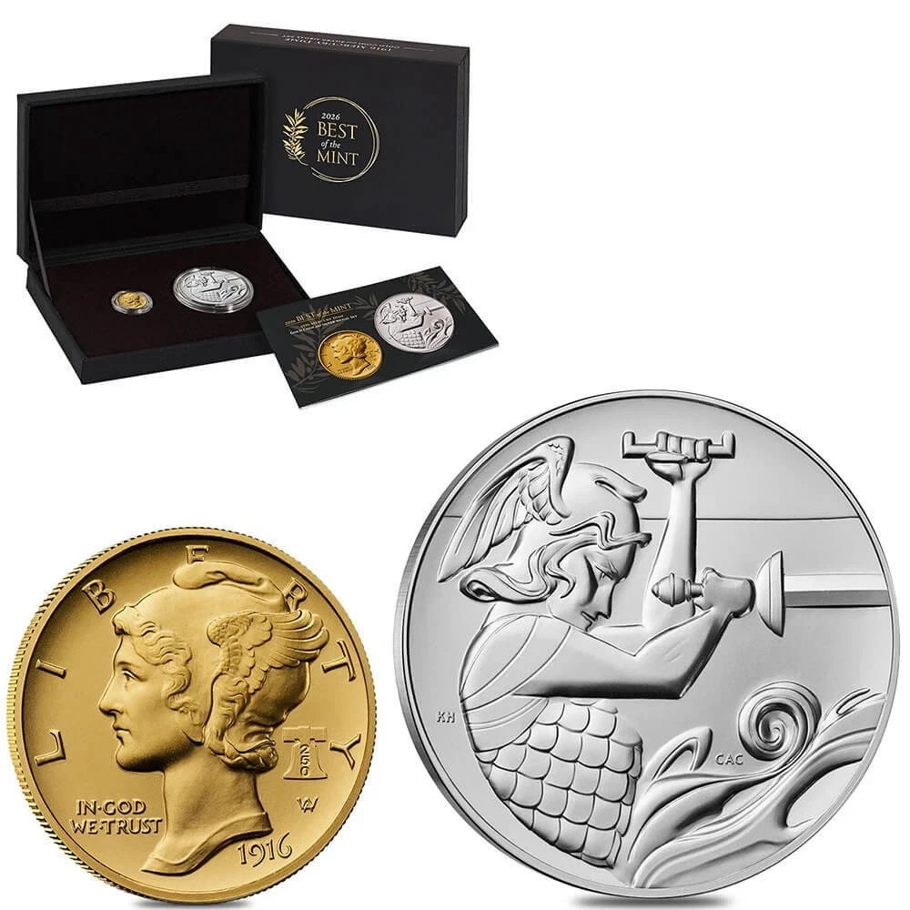 2026 Best of the Mint 1916 Mercury Dime Gold Coin and Silver Medal Set w/ OGP