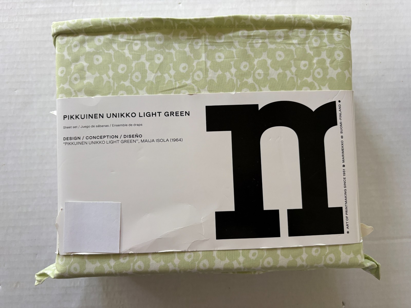 MARIMEKKO NEW Pikkuinen Unikko Green 100% Cotton 4pc Sheet Set- Size Queen