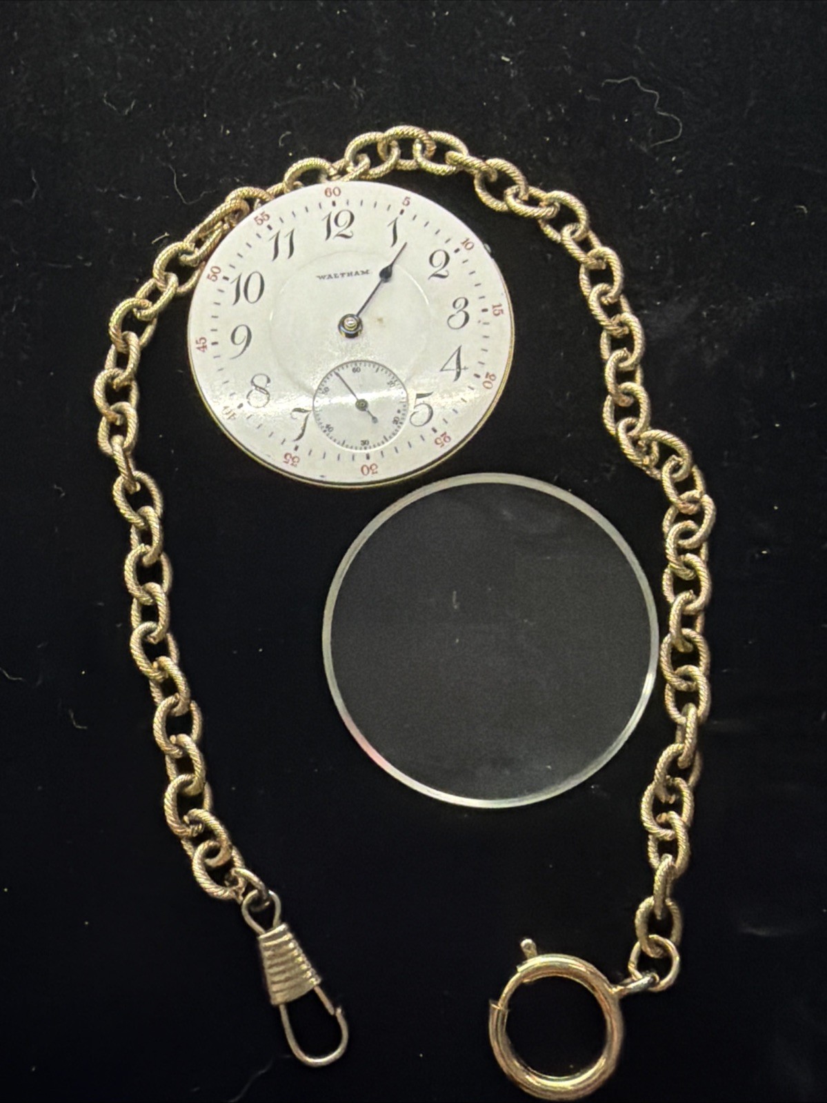 Antique Waltham 17 Jewel Pocket Watch Movement 16039604 Porcelain Dial Parts Antique Waltham 17 Jewel Pocket Watch Movement 16039604 Porcelain Dial Parts