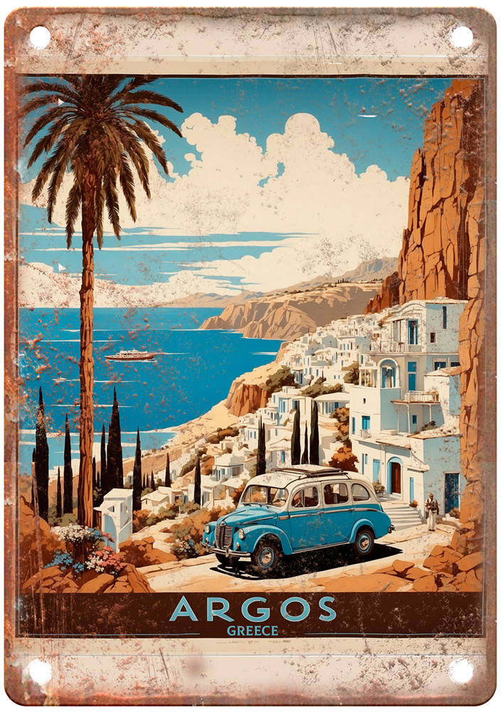 Vintage Argos Greece Retro Look Travel Poster Metal Sign T3100