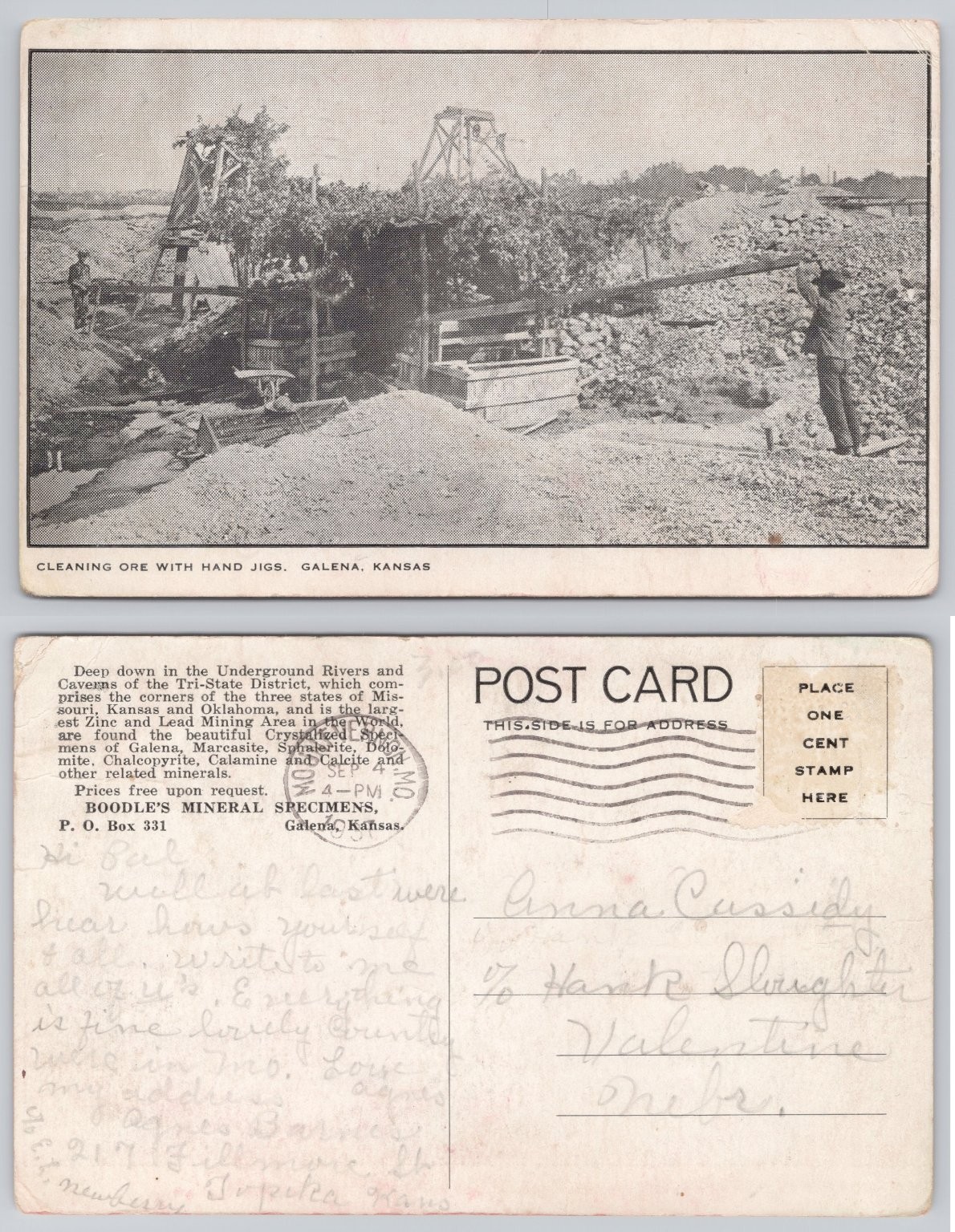 Vintage Galena Kansas Zinc Lead Mine Ore Cleaning Hand Jigs Postcard 1900s
