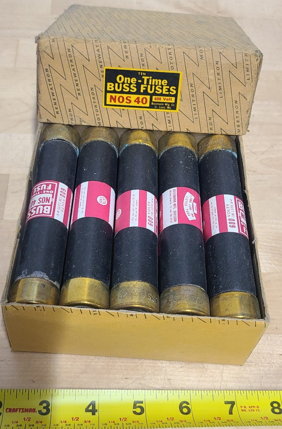 BUSSMANN NOS-40 ONE-TIME FUSES 40A/600V (LOT OF 10) NOS BUSSMANN NOS-40 ONE-TIME FUSES 40A/600V (LOT OF 10) NOS