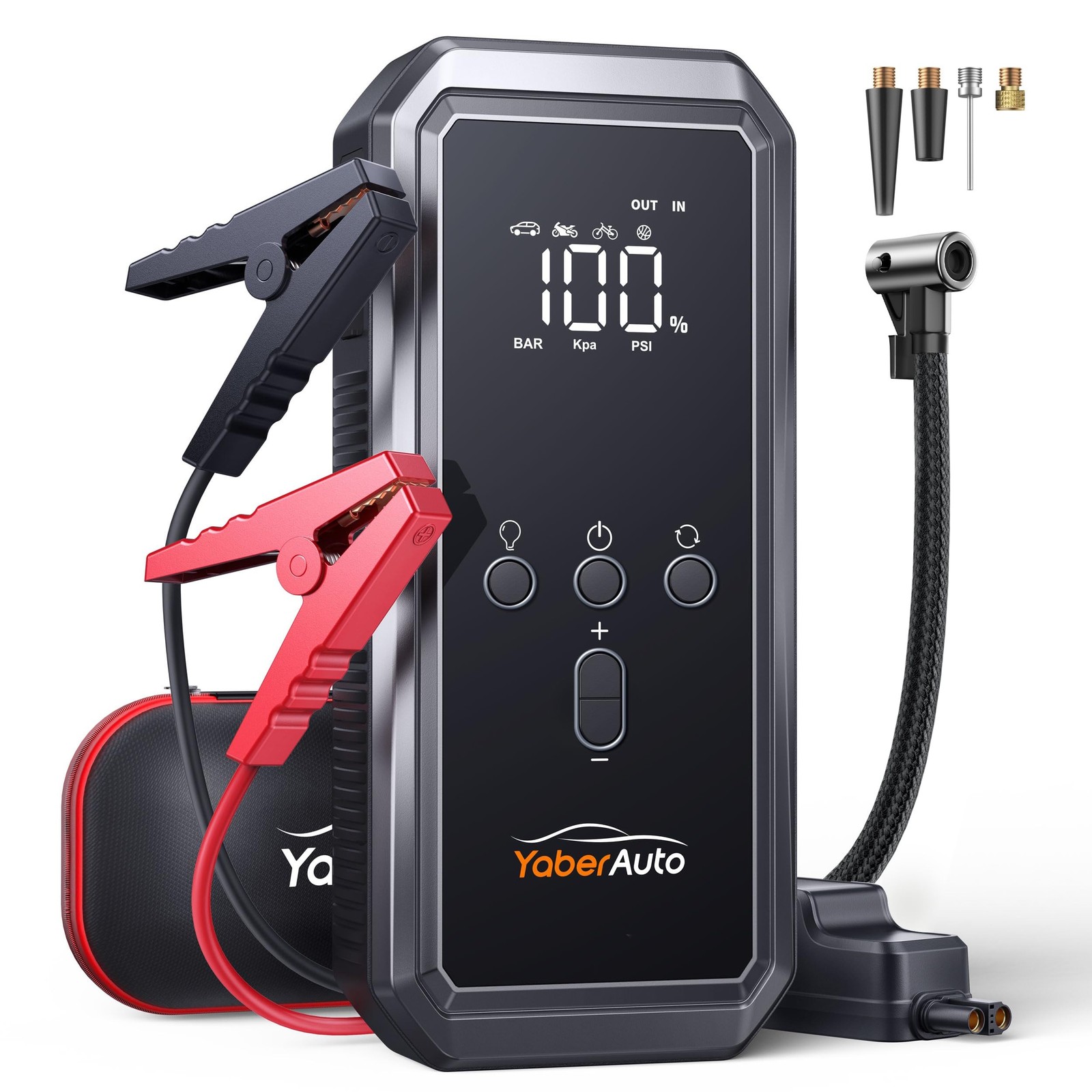 YaberAuto 9-in-1 Jump Starter with Air Compressor 5500A 150PSI Portable Car YaberAuto 9-in-1 Jump Starter with Air Compressor 5500A 150PSI Portable Car