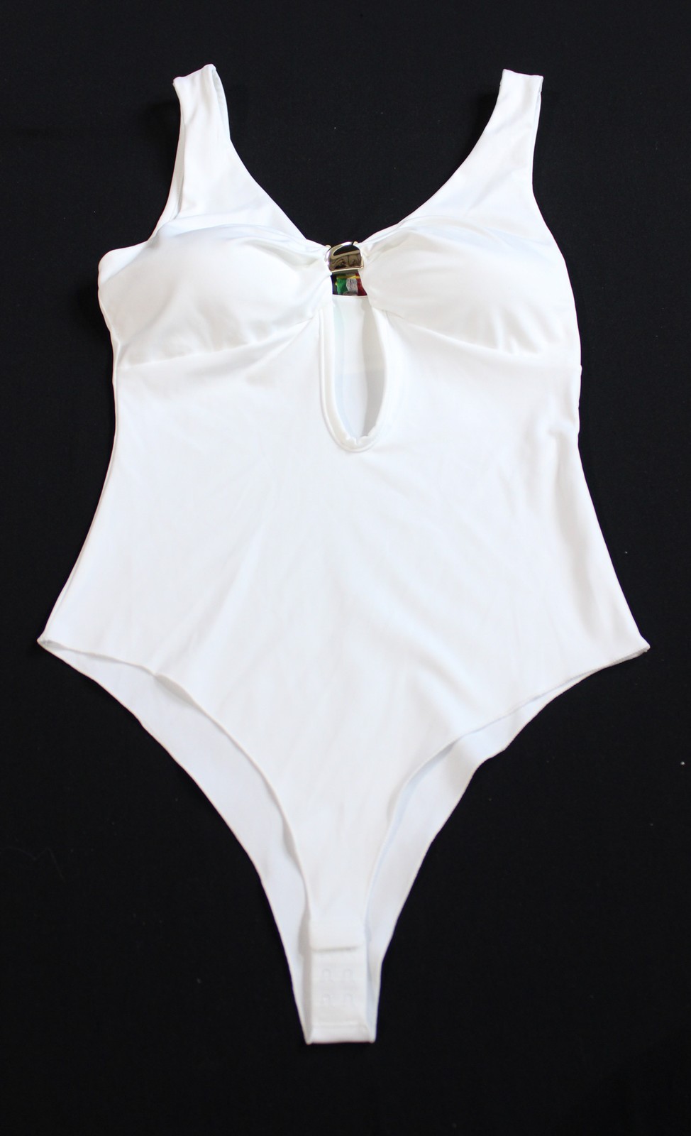 In Italy Women\'s Solid Color Cutout Tank Bodysuit BL1 White One Size NWT