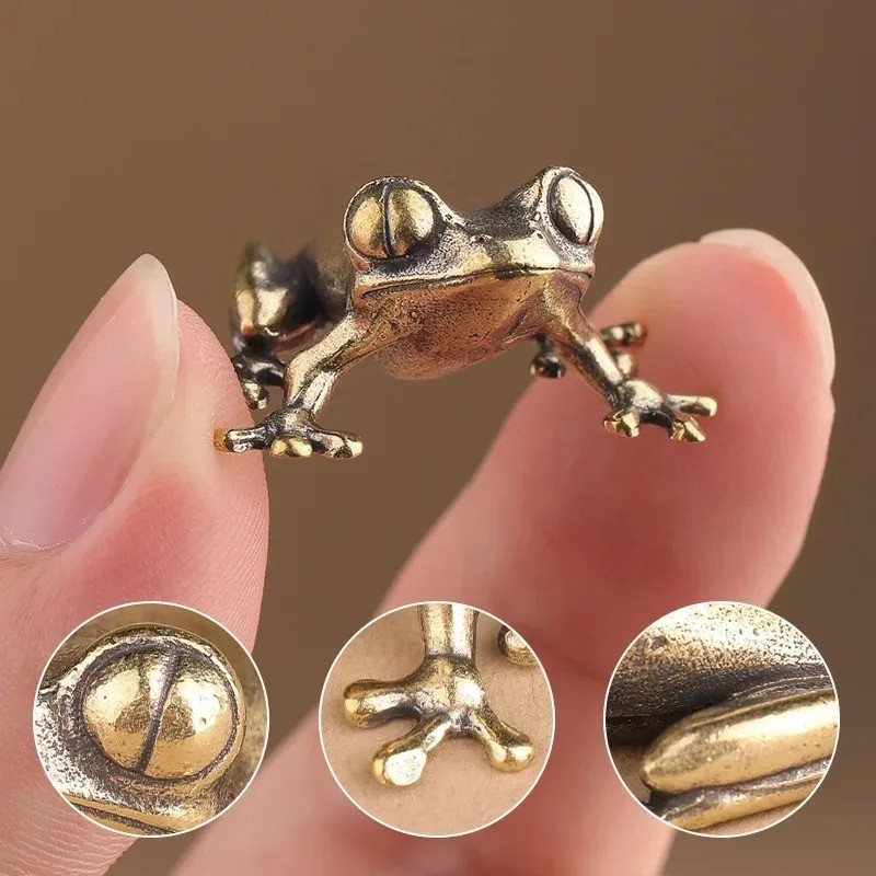 Brass Frog Animal Statue Small Sculpture Tabletop Figurine Home Decor Gifts Brass Frog Animal Statue Small Sculpture Tabletop Figurine Home Decor Gifts