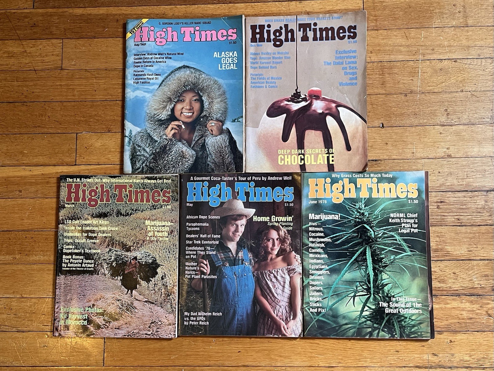 VINTAGE 1975-76 High Times Magazine Lot Early Issues 5 6 8 9 10 VINTAGE 1975-76 High Times Magazine Lot Early Issues 5 6 8 9 10