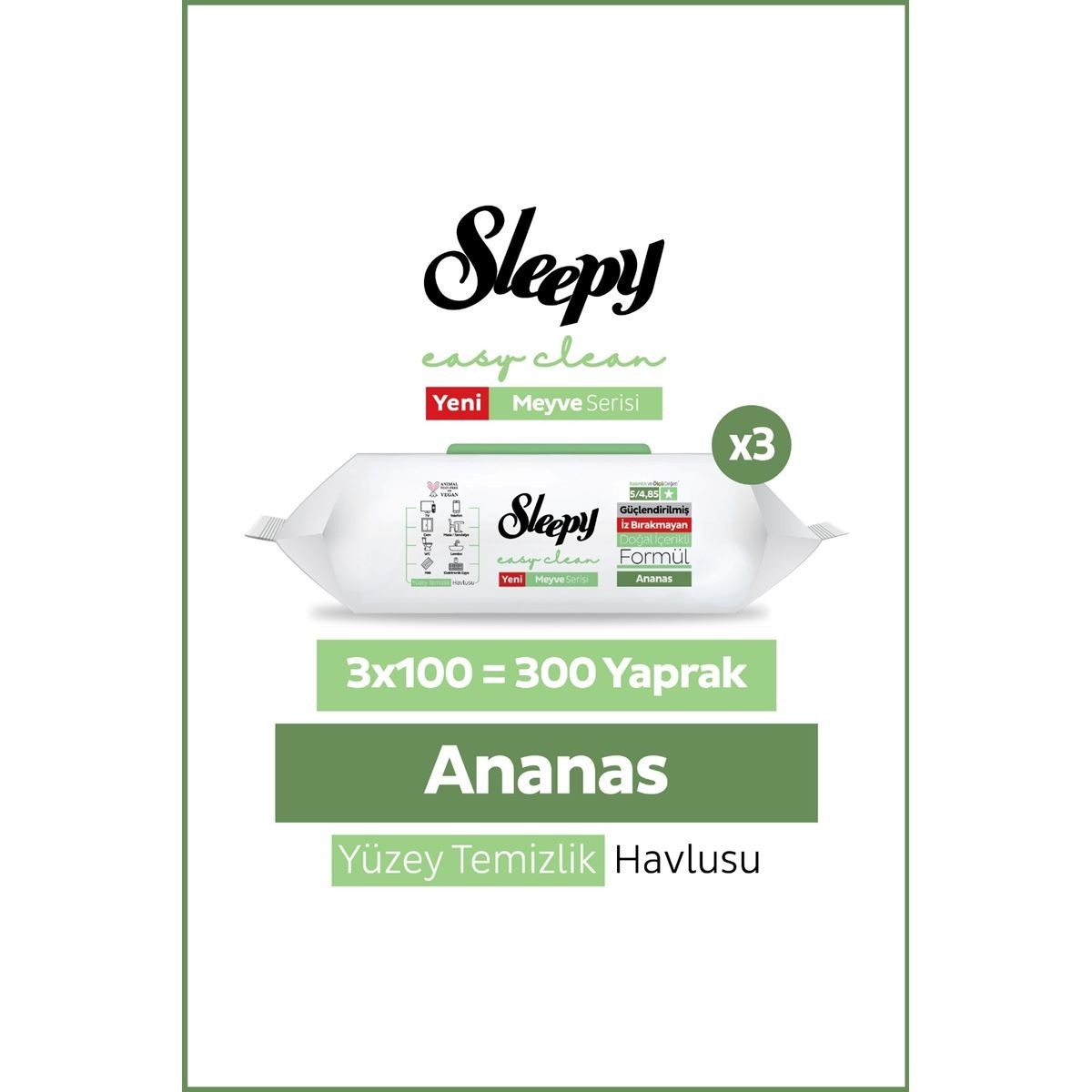 Sleepy Fruit Series Surface Cleaning Wipes Pineapple 3x100 (300 Sheets) Sleepy Fruit Series Surface Cleaning Wipes Pineapple 3x100 (300 Sheets)