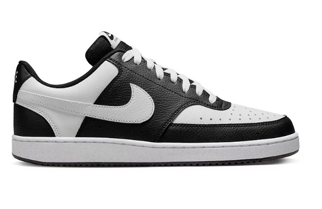 Nike Men\'s Court Vision Low Black White Synthetic Leather Sneakers - Style HM986