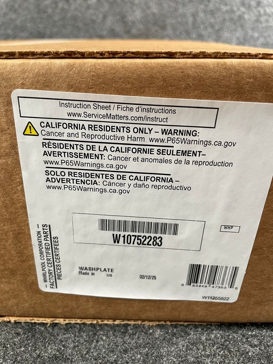 New Genuine OEM Whirlpool Washer Washing Machine Washplate W10752283