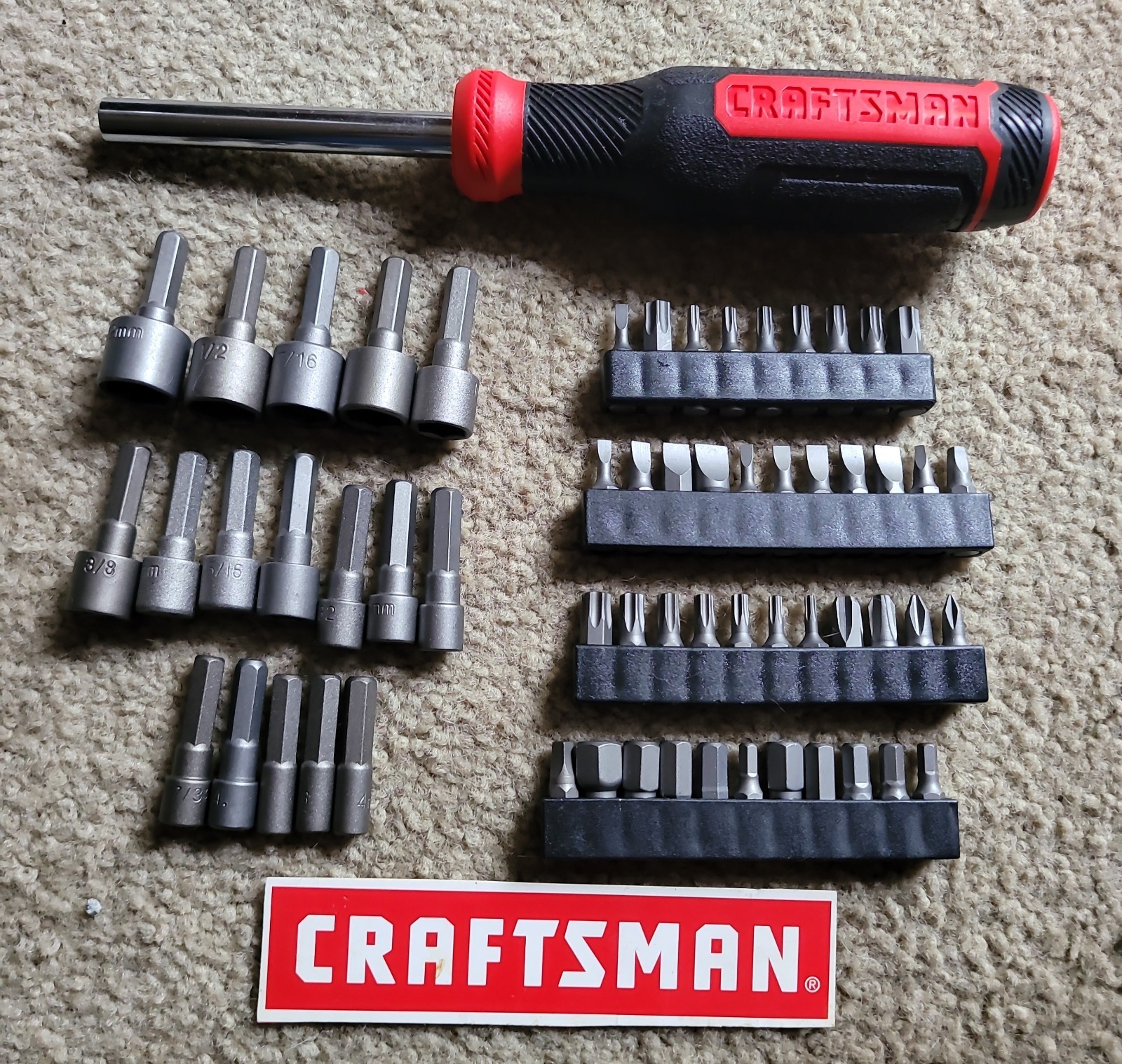 Craftsman 60 pc set w “Soft Grip” Magnetic Handle and  Nut Driver Bit new