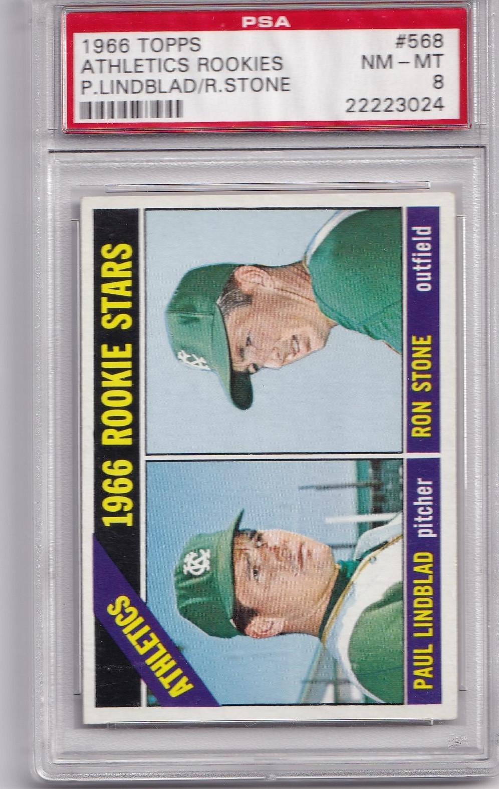 1966 Topps Baseball, #568 A\'s Rookies, PSA 8, PSA High Number set break 1966 Topps Baseball, #568 A\'s Rookies, PSA 8, PSA High Number set break