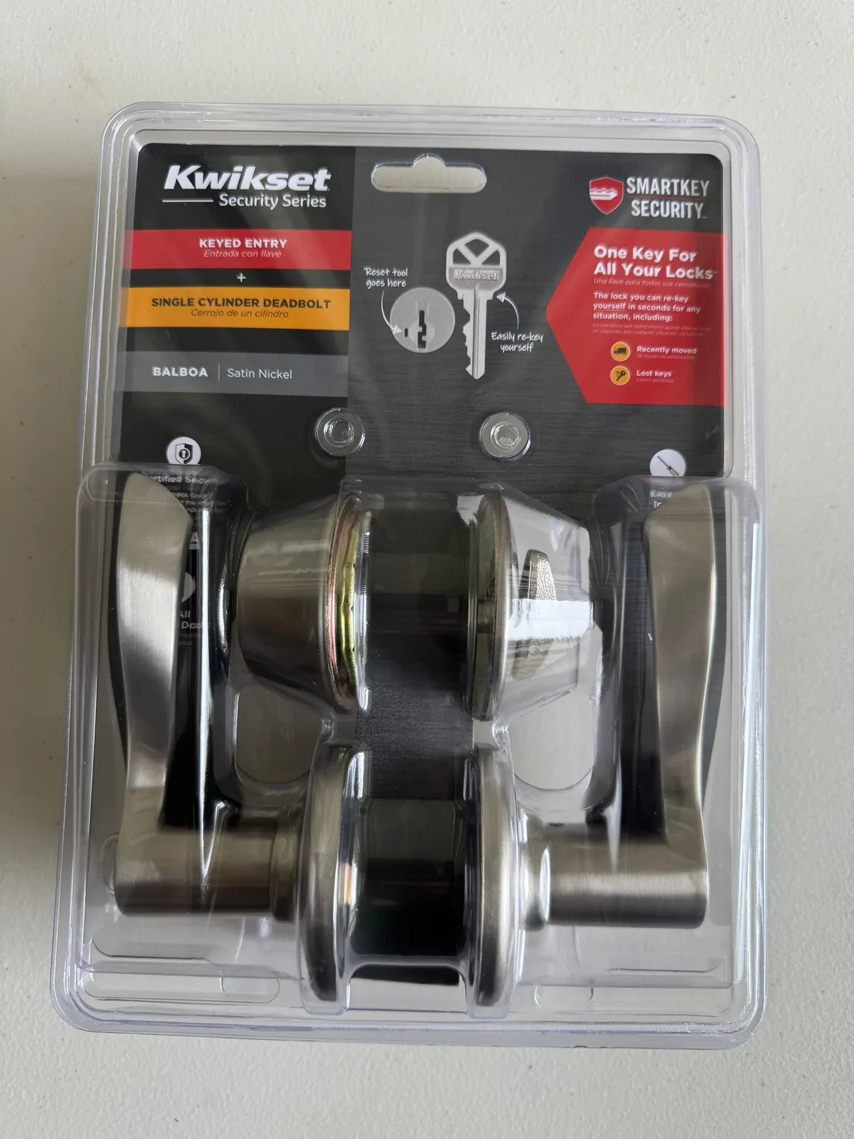 Kwikset Balboa Keyed Entry + Single Cylinder Deadbolt Combo, Satin Nickel, 690BL Kwikset Balboa Keyed Entry + Single Cylinder Deadbolt Combo, Satin Nickel, 690BL