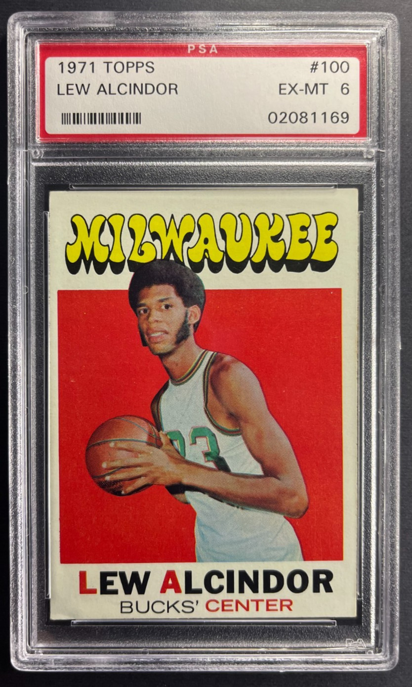 1971 Topps LEW ALCINDOR KAREEM ABDUL JABBAR #100 PSA 6 1971 Topps LEW ALCINDOR KAREEM ABDUL JABBAR #100 PSA 6