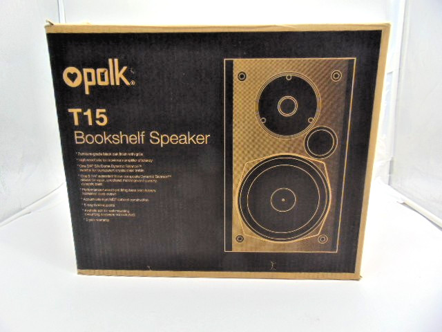 Polk Audio 2-Way Indoor Bookshelf Speaker, Black - Pair T15 New Unopened Box Polk Audio 2-Way Indoor Bookshelf Speaker, Black - Pair T15 New Unopened Box