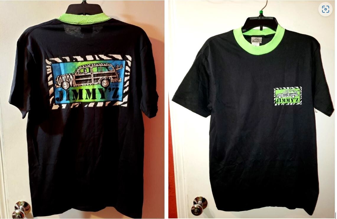 VTG 80s JIMMYZ T SHIRT NEW MENS M 1984 WOODY CAR JIMMY Z WOODIE SKATE SURF NEON
