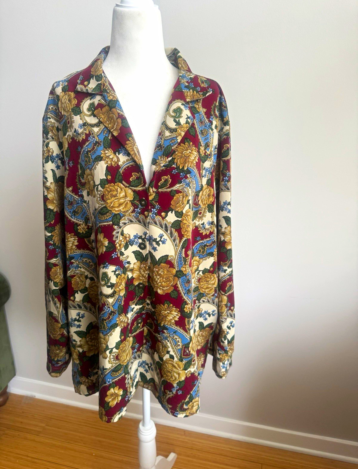 VTG 90s BonWorth Women\'s XL Multicolor Floral Collared Button-Down LS Blouse VTG 90s BonWorth Women\'s XL Multicolor Floral Collared Button-Down LS Blouse