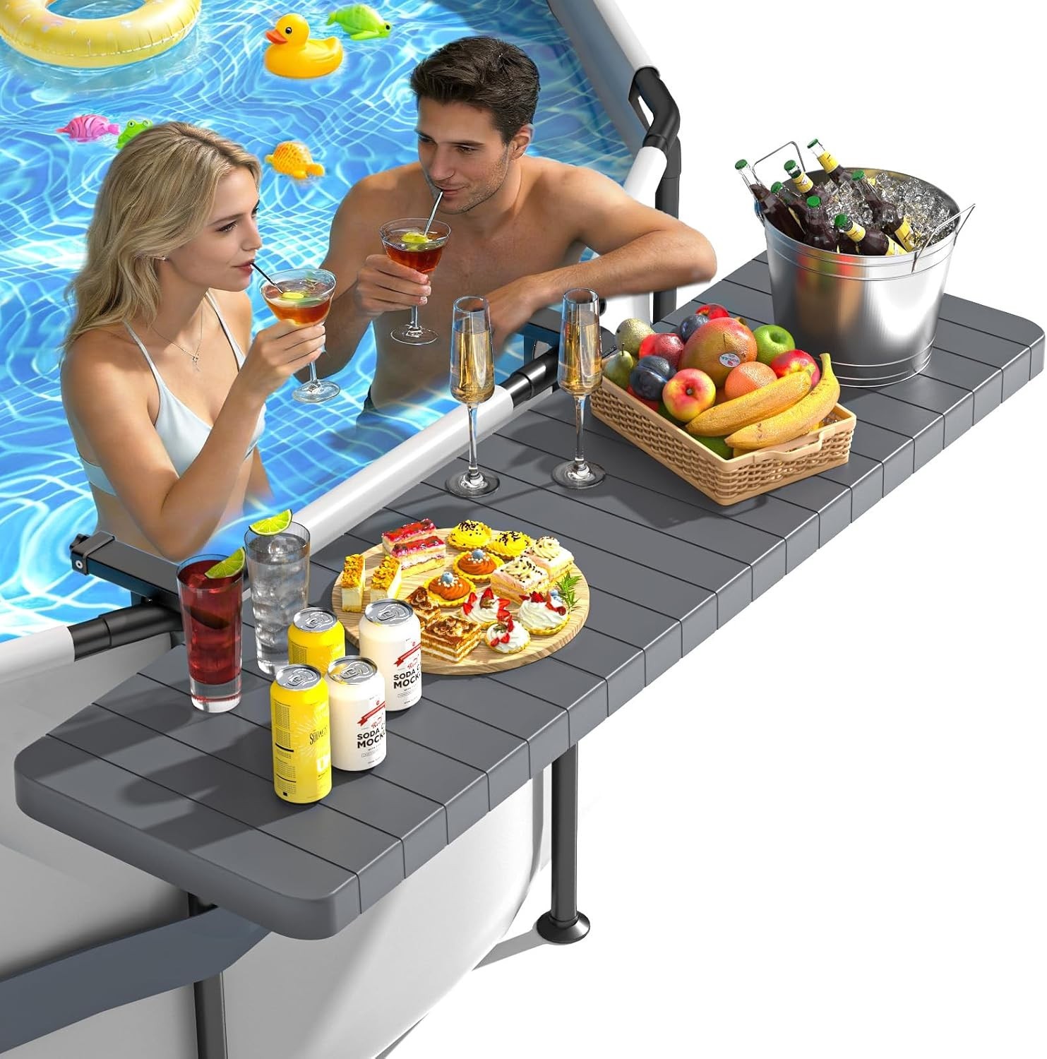 Pool Bar, Above Ground Pool Accessories, for Frame Swimming Pools 49.4×9.6\