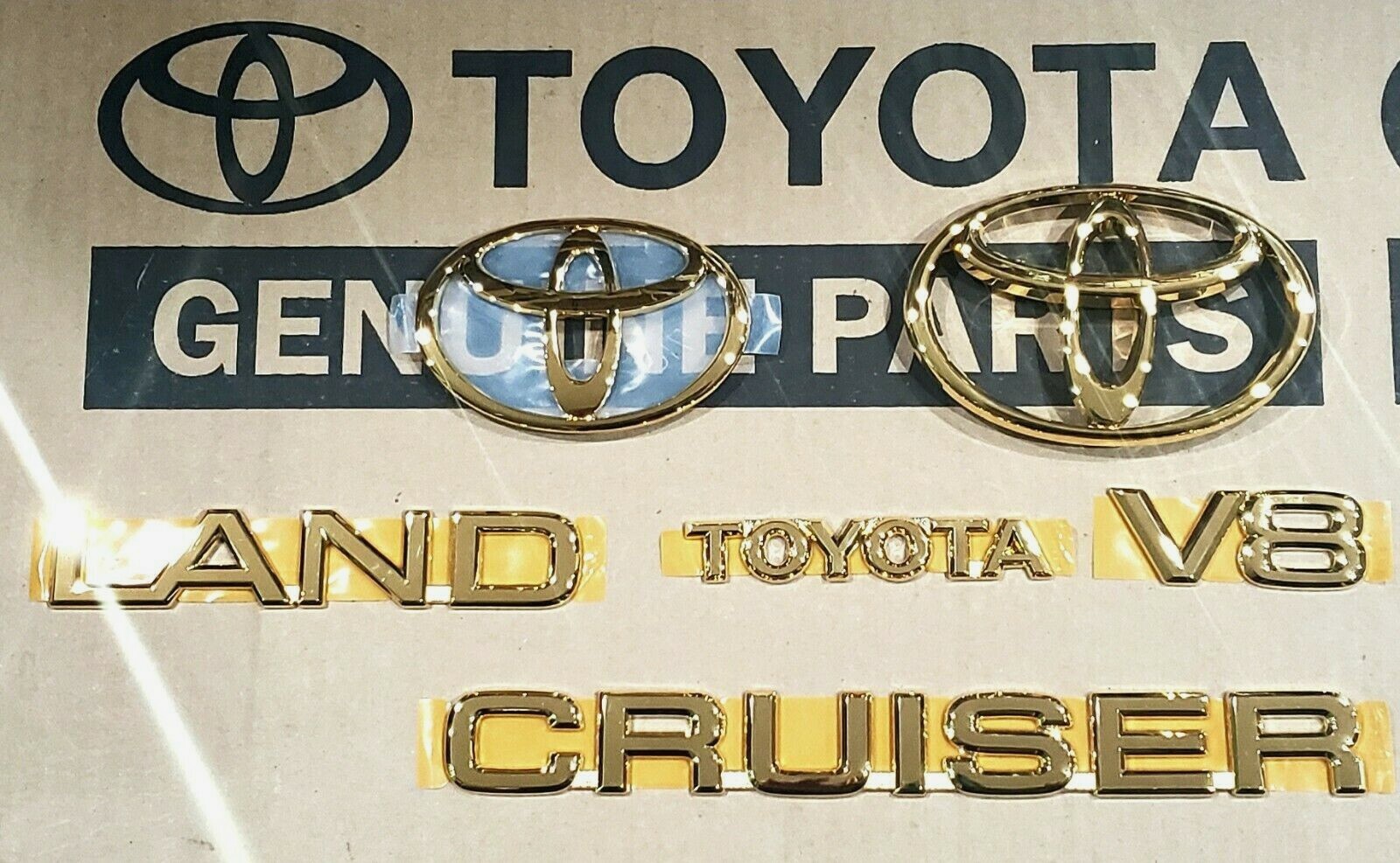 FITS TOYOTA LANDCRUISER EMBLEM 24K GOLD KIT 6 PCS FRONT & REAR COMPLETE 2000