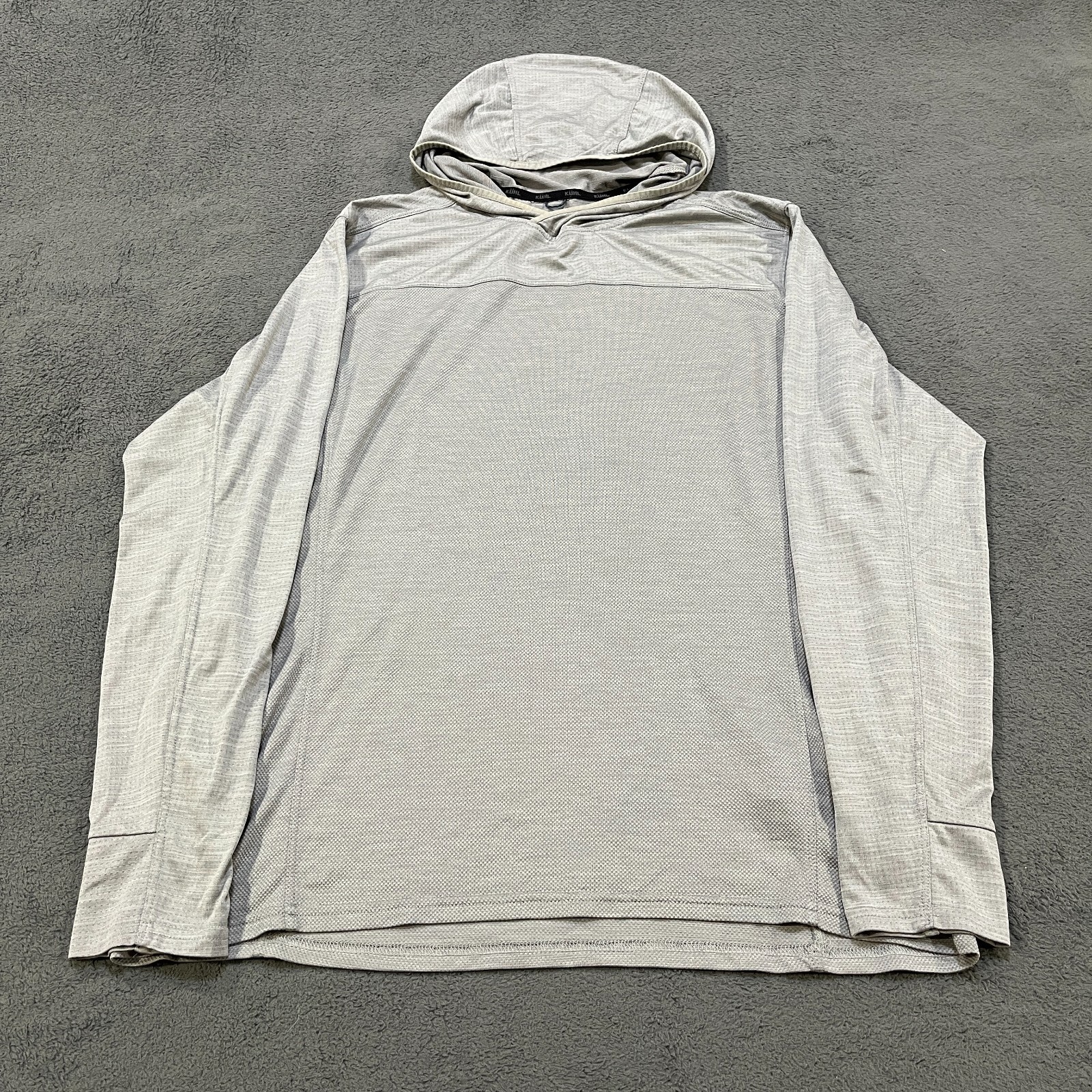 KUHL Engineered Hoody Gray Heather Long Sleeve Performance Sun Shirt Mens Size L
