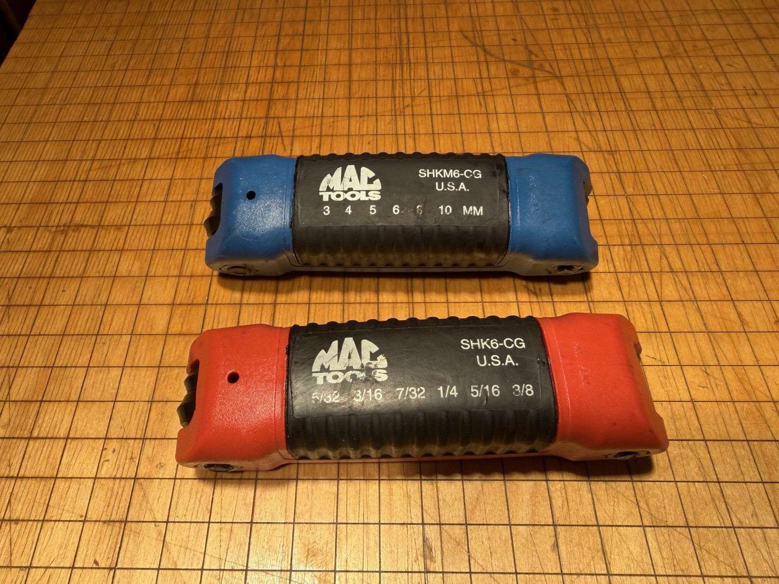 Mac Tools USA Folding Hex Key Set SAE & Metric Lot SHK6-CG & SHKM6-CG Vintage