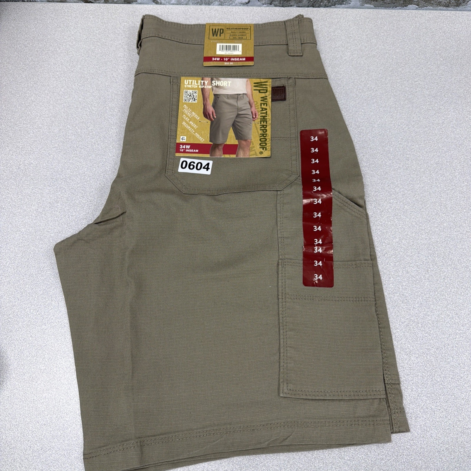WP Weatherproof Men\'s Ripstop Utility Short Size 34 Khaki WP Weatherproof Men\'s Ripstop Utility Short Size 34 Khaki