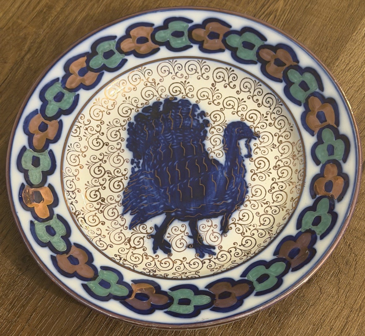 Antique Sarreguemines France Dindon Turkey Faience Plate 8.75