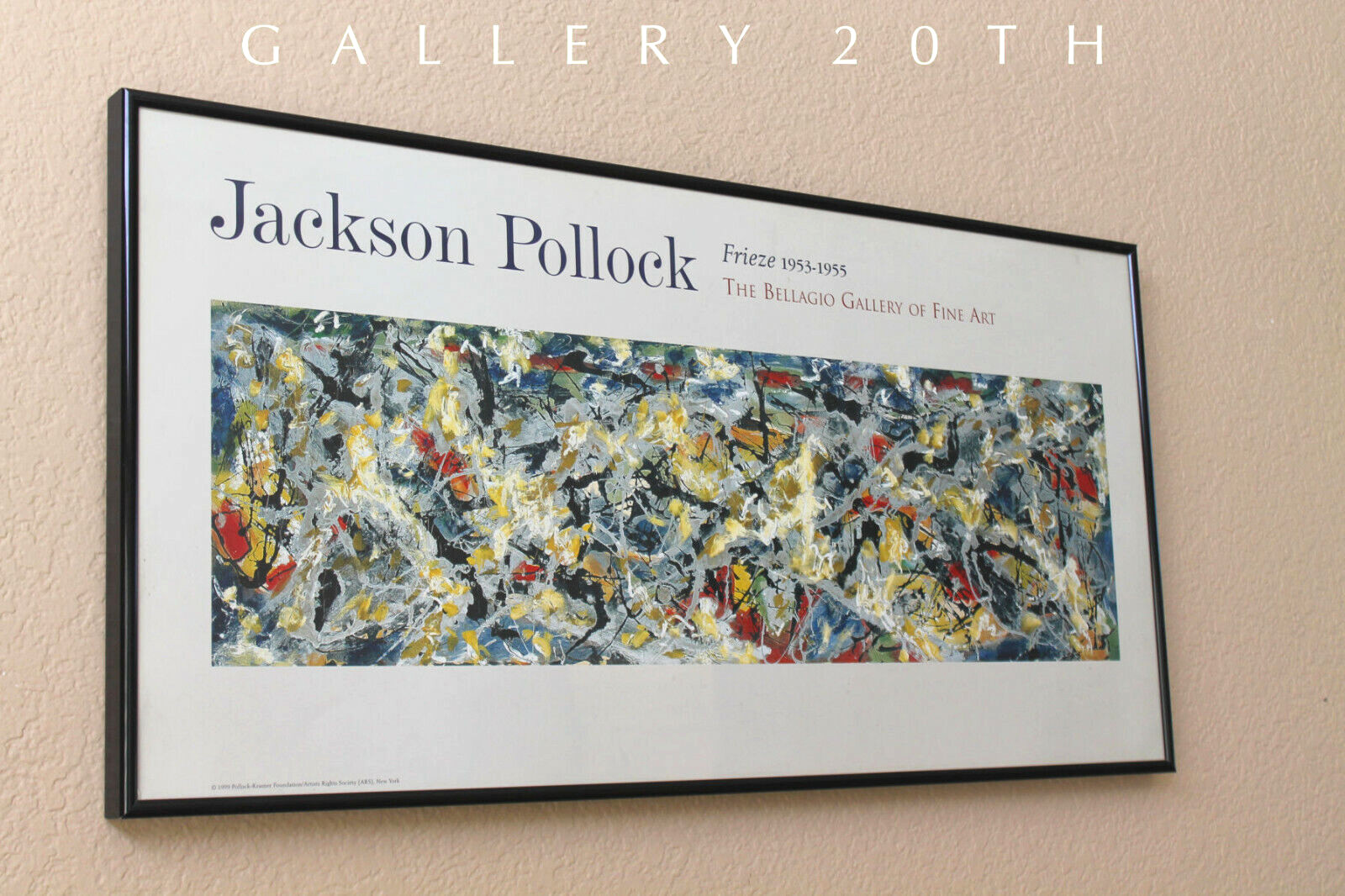 RARE JACKSON POLLOCK AUTHORIZED PRINT BELLAGIO FRIEZE 1953-55 MID CENTURY ART